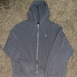 PACSUN Light Grey Zip Up Sweatshirt Hoodie